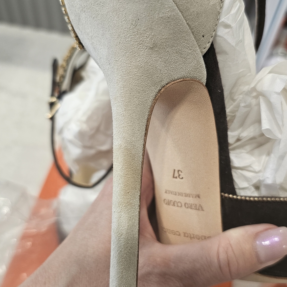 Roberto Cavalli Women’s Brown and Cream Embellished Suede Heels - Picture 11 of 16